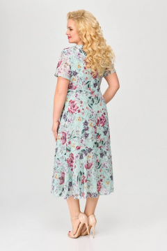 Платье прилегающее из шифона с V-образным вырезом и крылышком Slaviaelit 428-1 мята - фото 2