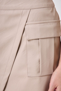 Юбка из эко кожи с имитацией запаха и минеральным стилем Anelli 975 беж_мокко - фото 4