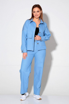 Брюки и жакет демисезонный стиль из хлопкового джинса Liona Style 865 голубой - фото 2