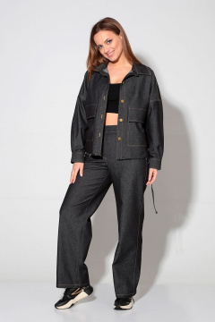 Брюки и жакет демисезонный стиль из хлопкового джинса Liona Style 865 черный - фото 3