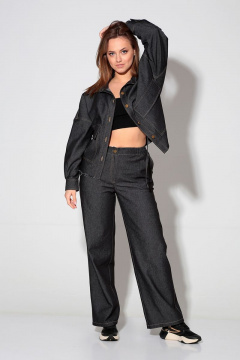 Брюки и жакет демисезонный стиль из хлопкового джинса Liona Style 865 черный - фото 2