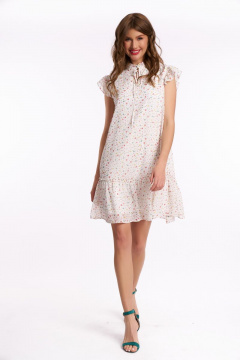 Платье KaVaRi 1030 молочный_принт-яркие_цветы - фото 1