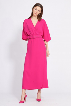 Платье на запах с вырезом V, midi длина, полуприлегающий силуэт EOLA 2365 малина - фото 5