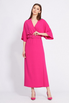 Платье на запах с вырезом V, midi длина, полуприлегающий силуэт EOLA 2365 малина - фото 4