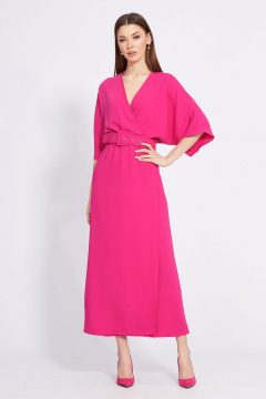 Платье на запах с вырезом V, midi длина, полуприлегающий силуэт EOLA 2365 малина - фото 1