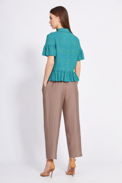 Брюки 7/8 из текстиля с наклонными карманами и поясом EOLA 2426 какао - фото 2