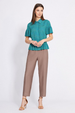 Брюки 7/8 из текстиля с наклонными карманами и поясом EOLA 2426 какао - фото 3