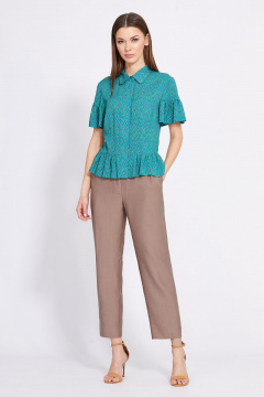 Брюки 7/8 из текстиля с наклонными карманами и поясом EOLA 2426 какао - фото 1