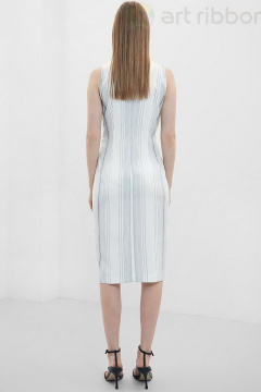 Платье в полоску с поясом, разрезом и застежкой на молнию Art Ribbon M3822P - фото 2
