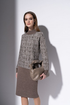 Джемпер женский прямого силуэта из трикотажа Barbara Geratti С1196BGВ кора/молочный - фото 1