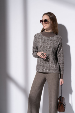 Джемпер женский прямого силуэта из трикотажа Barbara Geratti С1196BGВ кора/молочный - фото 2