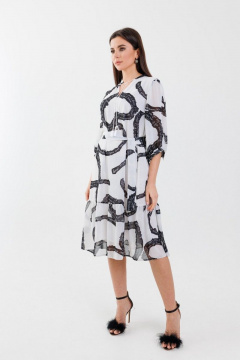 Платье трапеция из летнего текста с воланами и шнурками на горловине Anelli 1354 - фото 4