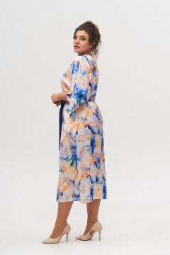 Платье из шелковой ткани с поясом и изящным разрезом Anelli 1153 мозаика - фото 3