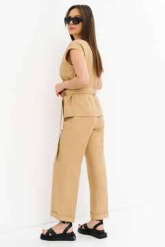 Элегантный комплект блуза и брюки с запахом из текстиля Магия моды 2247 беж - фото 2