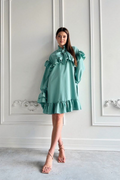 Бирюзовое платье оверсайз из текстиля и хлопка AURA otd 3196 - фото 5