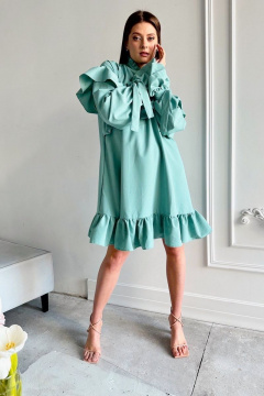 Бирюзовое платье оверсайз из текстиля и хлопка AURA otd 3196 - фото 1