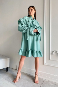 Бирюзовое платье оверсайз из текстиля и хлопка AURA otd 3196 - фото 3