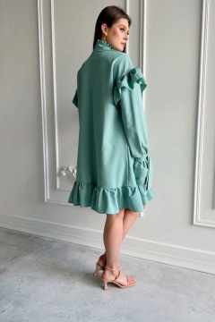 Бирюзовое платье оверсайз из текстиля и хлопка AURA otd 3196 - фото 2