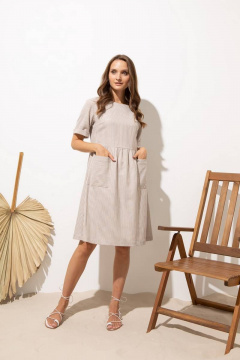 Платье в полоску с карманами и складками Femme & Devur 80199 1.54F(170) - фото 2