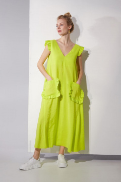 Платье летнее с разрезом и карманами А-силуэт из вискозы DAVYDOV 9205 - фото 2