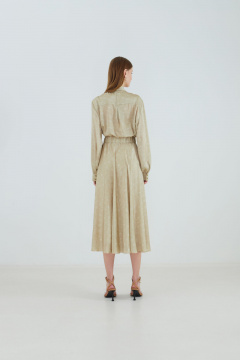 Демисезонная бежевый блуза с разрезами и шарфом Elema 2К-10989-1-164 принт_песочный - фото 3