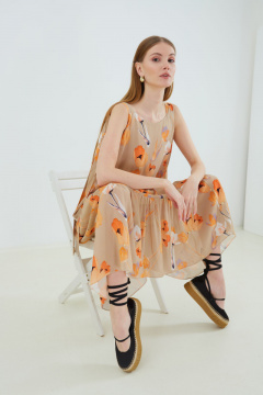 Платье Elema 5К-10765-1-164 принт_бежевый - фото 1