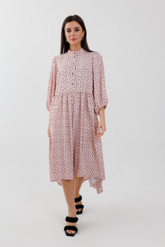 Оверсайз платье с юбкой на сборке и ремнем Anelli 1312 персик - фото 1