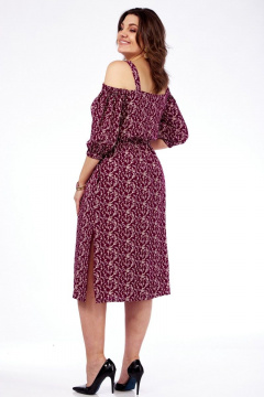 Платье летнее приталенное с карманами и разрезами Abbi 1005 бордо - фото 2