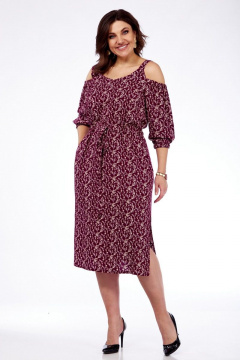 Платье летнее приталенное с карманами и разрезами Abbi 1005 бордо - фото 4
