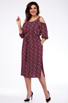 Платье летнее приталенное с карманами и разрезами Abbi 1005 бордо - фото 3