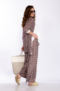 Летний костюм блузка, кардиган и кюлоты свободного силуэта Belinga 2253 капучино - фото 5