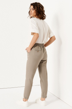 Брюки летние из вискозы с поясом и карманами Панда 442063w бежевый - фото 5