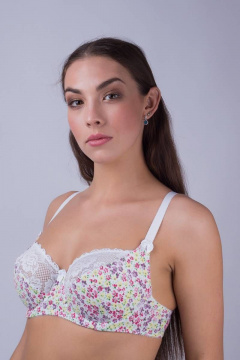 Бюстгальтер хлопковый мультиколор с кружевом Verally 274-2 мелкие цветы - фото 3