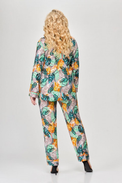 Костюм женский нарядный из текстиля с блузкой и брюками Svetlana-Style 1881 листики - фото 2