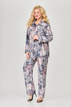 Костюм женский нарядный из текстиля с блузкой и брюками Svetlana-Style 1881 темный - фото 1