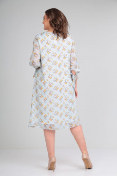 Летнее нарядное платье из шифона с клешем и завязками Michel chic 2127 голубой - фото 5