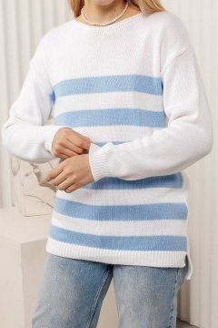 Классический белый хлопковый джемпер для гардероба Romgil 680ХТЗ белый,голубой - фото 4