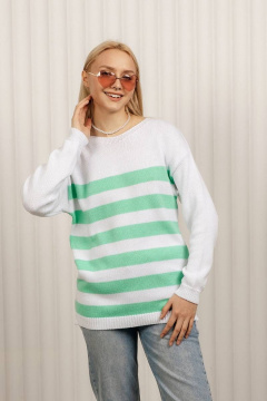 Демисезонный хлопковый джемпер белый классика Romgil 680ХТЗ белый,мятный - фото 5