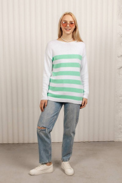 Демисезонный хлопковый джемпер белый классика Romgil 680ХТЗ белый,мятный - фото 4