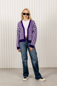 Кардиган в гусиную лапку из трикотажа для стильных образов Romgil 691ПТЗ фиолетовый,белый - фото 5