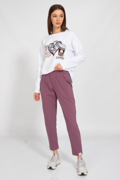 Брюки спортивные из хлопка в фиолетовом цвете Kivviwear 3109.01 - фото 1