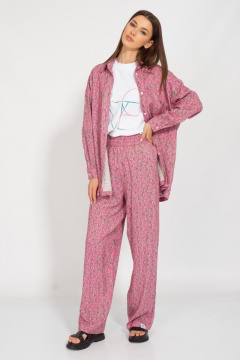 Летний костюм из штапеля с розовой рубашкой и брюками Kivviwear 31263127.03 - фото 2