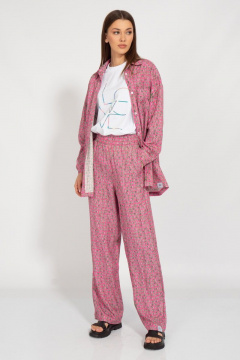 Летний костюм из штапеля с розовой рубашкой и брюками Kivviwear 31263127.03 - фото 1