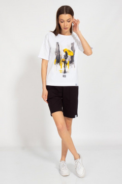 Летняя белая футболка из хлопка с цифровым принтом Kivviwear 4026.115 - фото 3