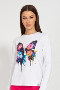 Демисезонный белый лонгслив с принтом Kivviwear 4061.47 - фото 1