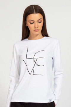 Демисезонный белый лонгслив с принтом Kivviwear 4061.48 - фото 1