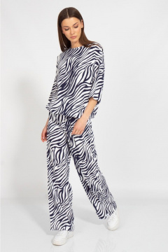 Синий леновый костюм брюки и джемпер в стиле casual Kivviwear 40754076.19 - фото 3