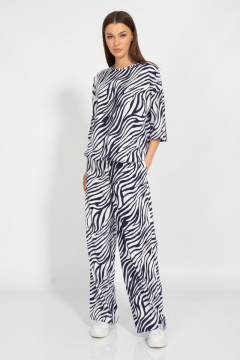 Синий леновый костюм брюки и джемпер в стиле casual Kivviwear 40754076.19 - фото 2