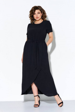 Летнее платье на запах с подъюбником и сборкой IVA 1278 черный - фото 1