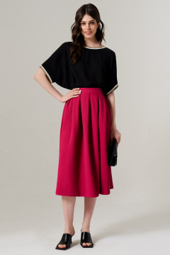 Миди юбка из легкой ткани, свободный крой и эффектные волны Панда 125850w фуксия - фото 1